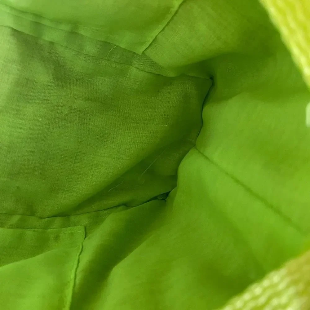 Handmade Woven Straw Tote Purse Handbag Shoulder Bag in Lime Green